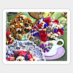 Dried Flowers in Teacups Sticker